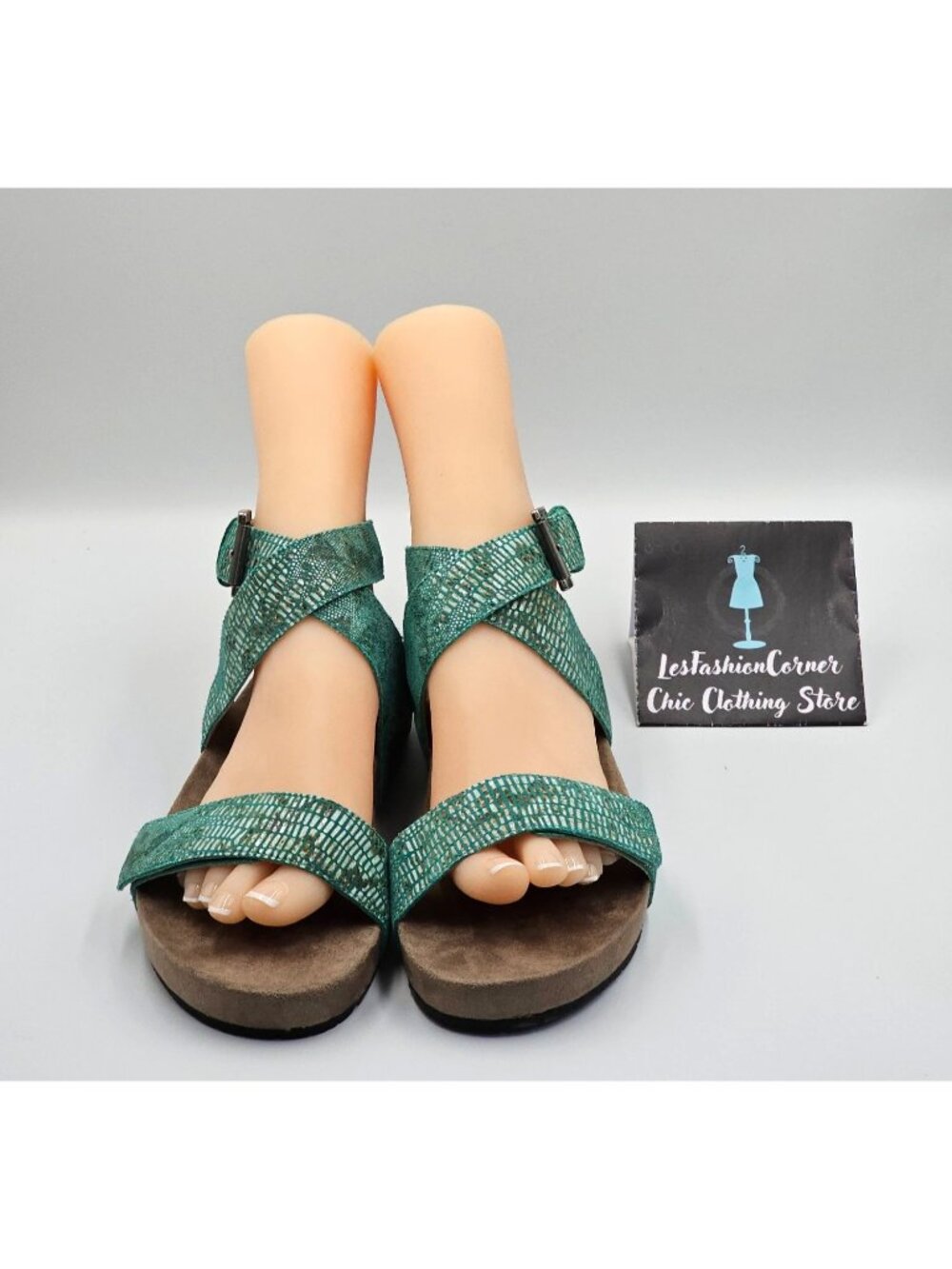 NWOB Revitalign Women's Green Lizard Swell Comfort Strap Sandal Sz 10 2461 - Picture 10 of 16